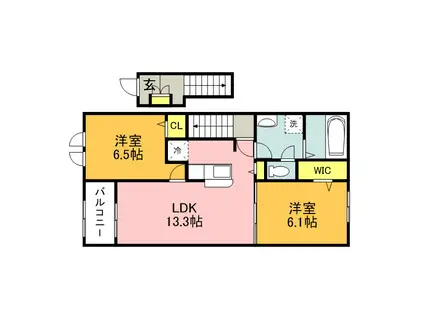 ロータス田川3(2LDK/2階)の間取り写真