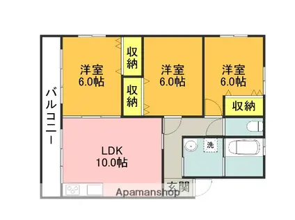 レアルワイズマンションB棟(3LDK/2階)の間取り写真