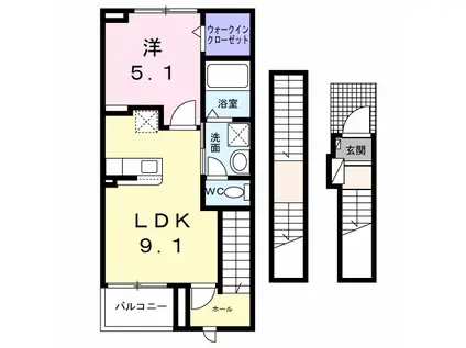 YGGDRASIL鉄砲町α(1LDK/3階)の間取り写真