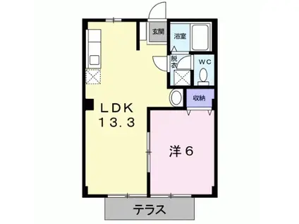 クレスト太刀浦A棟(1LDK/1階)の間取り写真