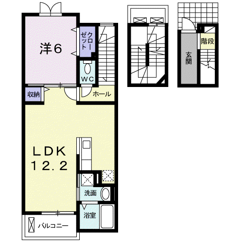 アメニティ下石田Ⅱ(1LDK/3階)の間取り写真