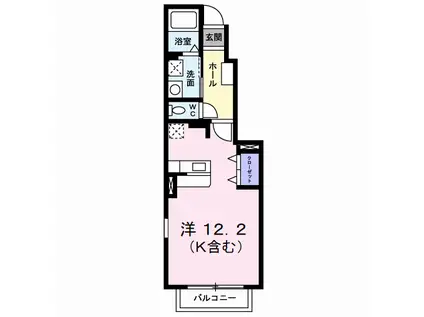 プリムローズ徳力新町A(ワンルーム/1階)の間取り写真