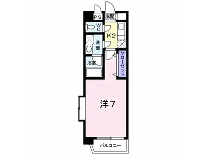 プレンティⅡ(1K/3階)の間取り写真