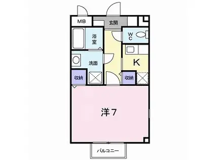 ヴィラージュD(1K/2階)の間取り写真