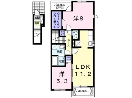 ファイン若松 C(2LDK/2階)の間取り写真