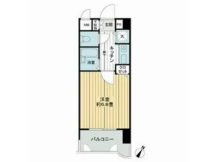 ライオンズマンション小倉駅南第3(1K/8階)の間取り写真