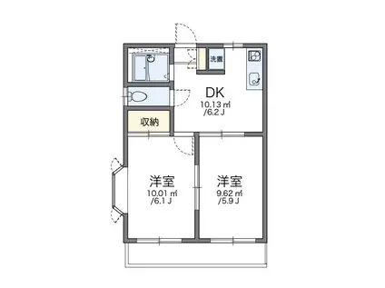 レオパレス本城東六番館(2DK/2階)の間取り写真
