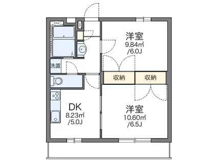 レオパレス翔(2DK/2階)の間取り写真