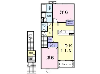 ライフサニー浅川Ⅲ(2LDK/2階)の間取り写真