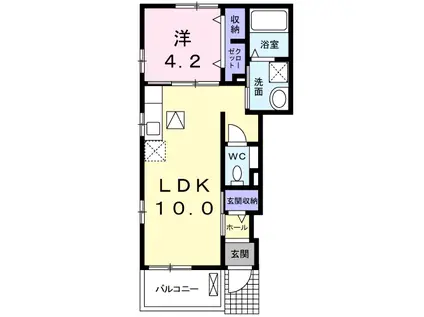 パストラル レーンD(1LDK/1階)の間取り写真
