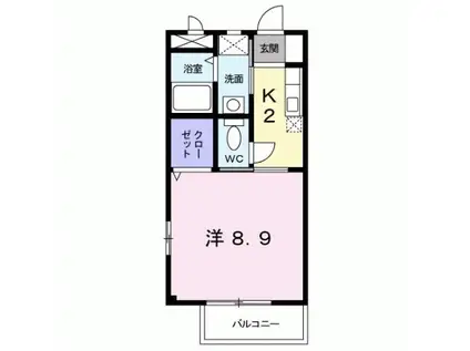 ヴァンフォルム熊本(1K/2階)の間取り写真