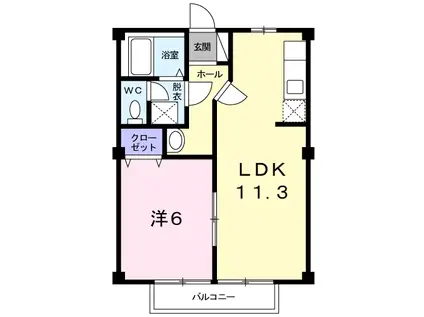 ファミールひいらぎB棟(1LDK/2階)の間取り写真
