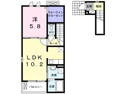 サンフィールド(1LDK/2階)の間取り写真