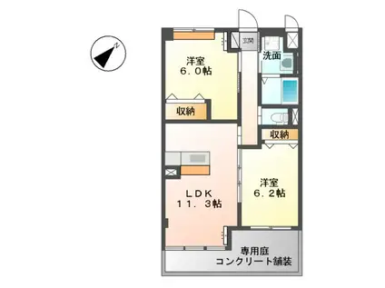 パルティール A棟(2LDK/1階)の間取り写真