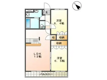 プライムステージ(2LDK/2階)の間取り写真