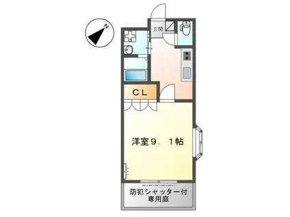 アメニティ徳力(1K/1階)の間取り写真