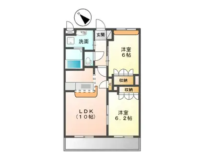 カーサルーチェ.K(2LDK/2階)の間取り写真