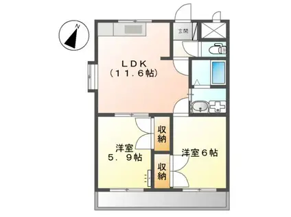 ソレイユ弐番館(2LDK/2階)の間取り写真