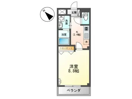 ソッジョルノ高田(1K/2階)の間取り写真