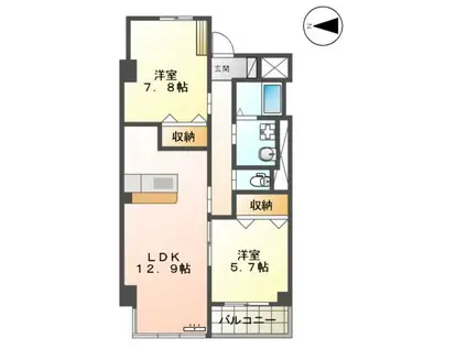 QUEENS GARDEN(2LDK/1階)の間取り写真