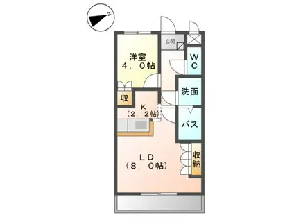 グリーン・キャッスル(1LDK/2階)の間取り写真