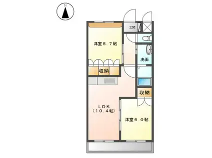 サンシャインガーデンTONAMI(2LDK/2階)の間取り写真