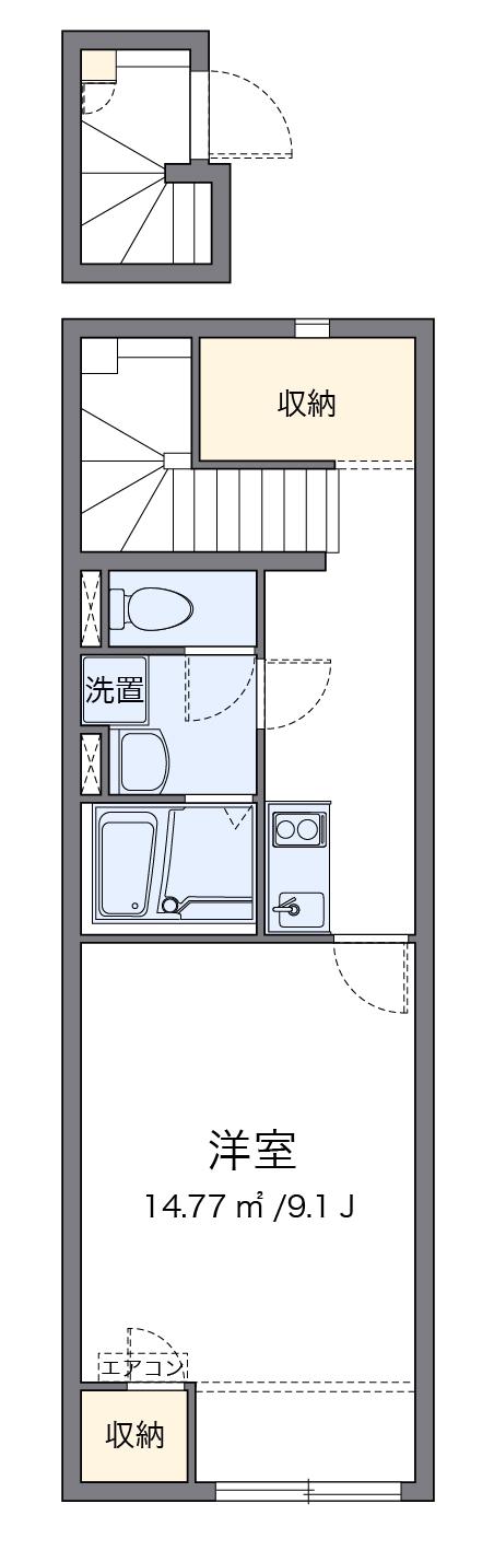クレイノAKINA(1K/2階)の間取り写真