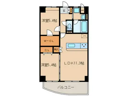 愛暮利伊フォーチュン北湊Ⅰ(2LDK/2階)の間取り写真