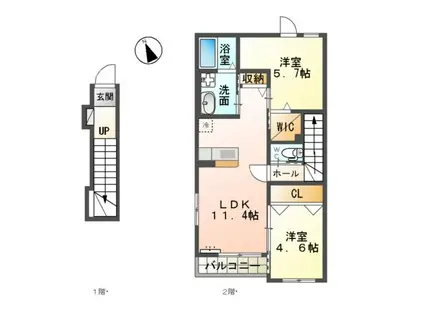 FREEDOM フリーダム(2LDK/2階)の間取り写真