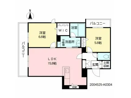 ベレオ本城東(2LDK/3階)の間取り写真