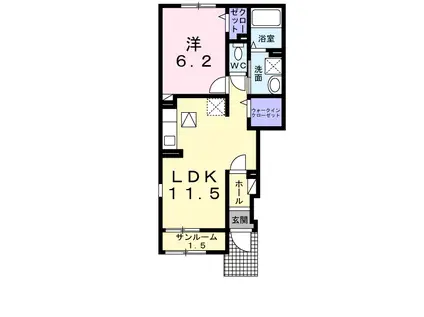 アライブ馬場山緑 Ⅱ(1LDK/1階)の間取り写真