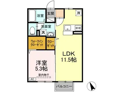 シルエラ(1LDK/2階)の間取り写真