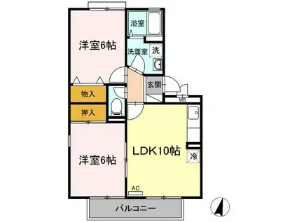リベルティメゾン(2LDK/2階)の間取り写真