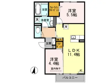 メゾン・ラフィーネ A棟(2LDK/3階)の間取り写真