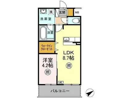 四季荘(1LDK/3階)の間取り写真