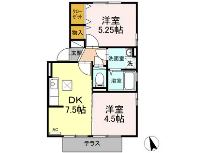 ポサーダ四季(2DK/1階)の間取り写真