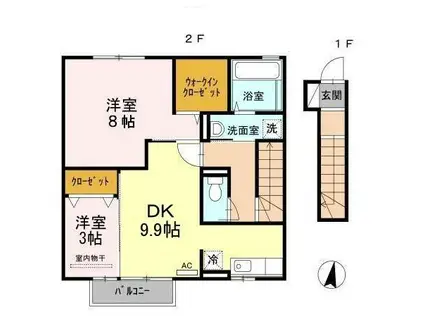 エスペランサ中曽根(2DK/2階)の間取り写真
