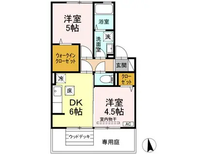 サンクラーズメゾンA棟(2DK/1階)の間取り写真