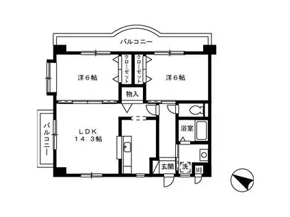 クレール長尾 Ⅱ(2LDK/5階)の間取り写真