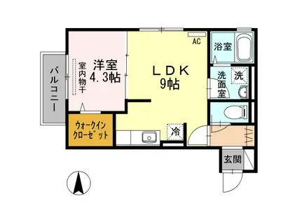 メゾンプランタニエール ドゥ(1LDK/2階)の間取り写真