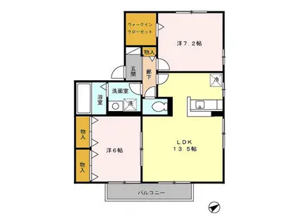 リビングタウン南方B棟(2LDK/2階)の間取り写真