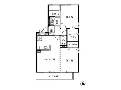 ヒーリングK(2LDK/1階)の間取り写真