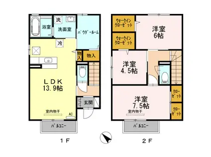 セジュール原町Ⅴ(3LDK/1階)の間取り写真