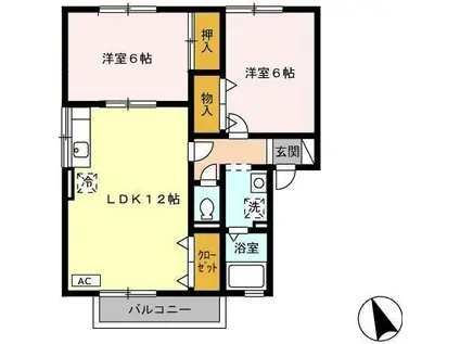 COZY・COURT A(2LDK/2階)の間取り写真
