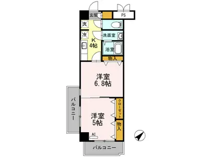 木下鉱産ビルⅡ(2K/2階)の間取り写真