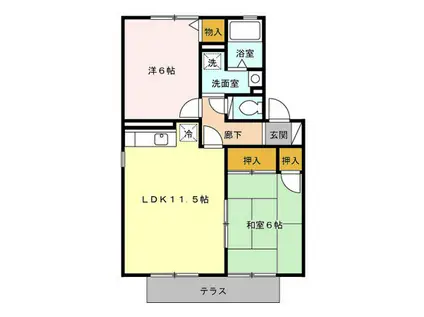 フラッターM(2LDK/1階)の間取り写真