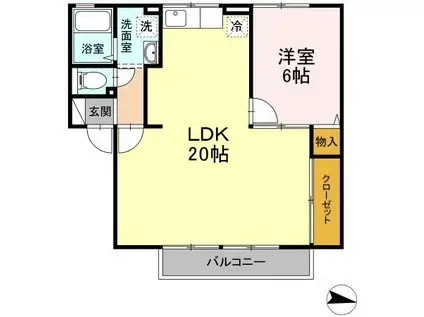 プランドール永犬丸(1LDK/2階)の間取り写真