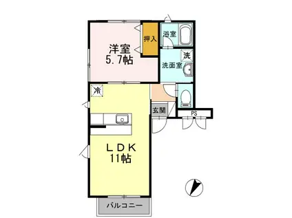 アールエムハイツ篠崎Ⅰ(1LDK/1階)の間取り写真