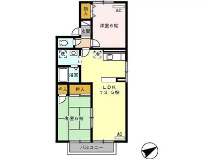 オーク高須 A(2LDK/2階)の間取り写真