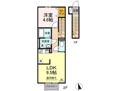 CALME PALAIS(1LDK/2階)の間取り写真